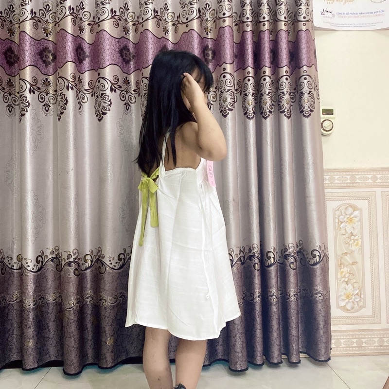 Váy 2 dây, đầm maxi nơ lưng cho bé gái
