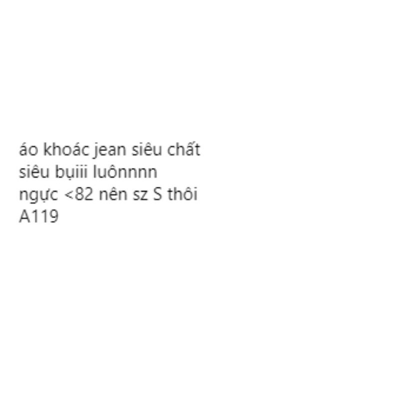 Áo khoác jean siêu bụi size S. A119