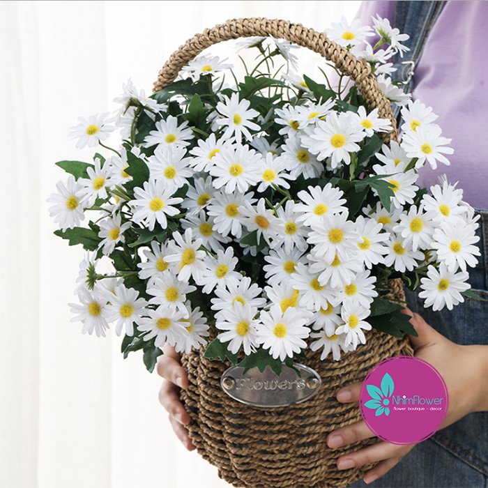 Hoa giả - Cúc Hoạ Mi Daisy cao cấp 38cm 25 bông loại đẹp như thật trang trí nội thất phòng khách quán cafe decor