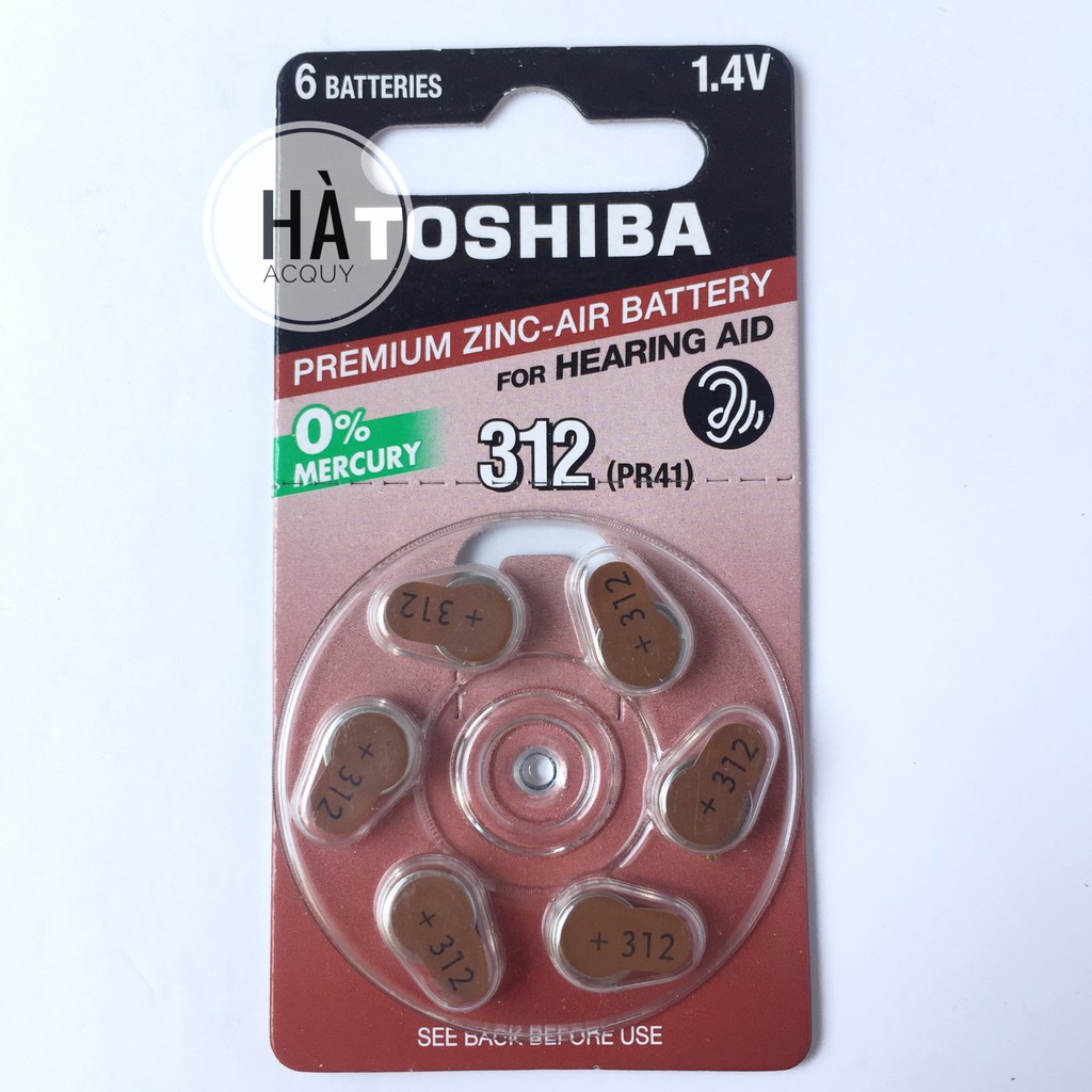 6 Viên Pin trợ thính Toshiba size 312, PR41, 1.4V - Chính hãng