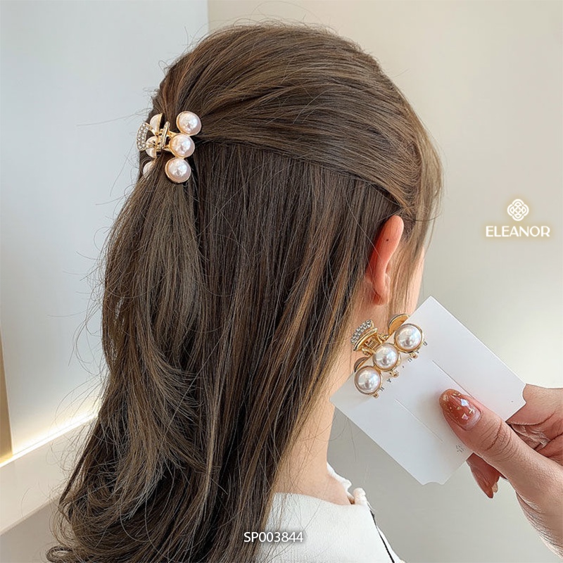Kẹp tóc nữ mini Eleanor Accessories ba răng đính đá ngọc trai nhân tạo phụ kiện tóc 3844
