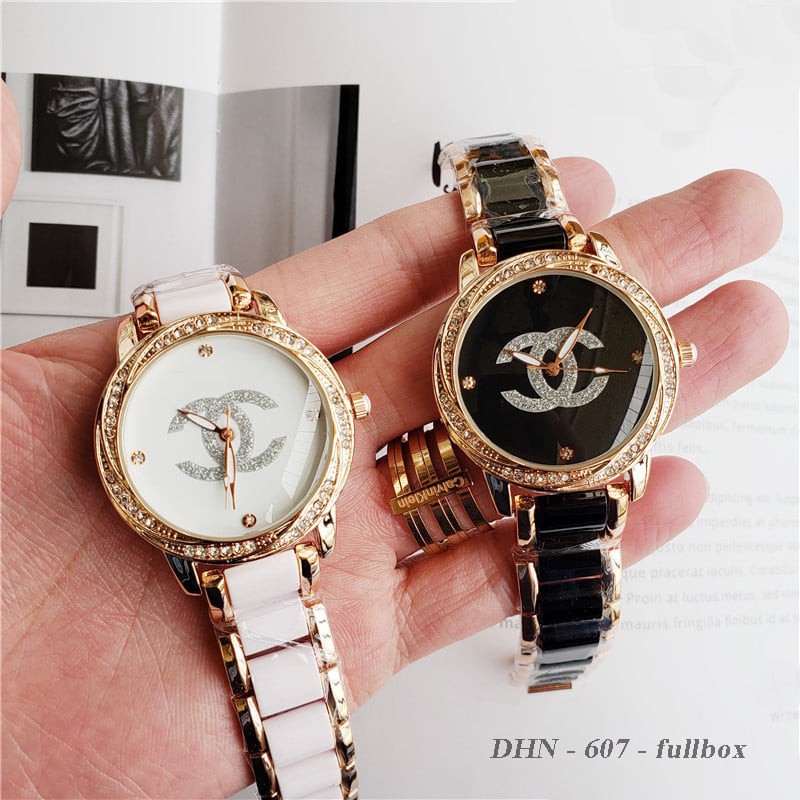 Đồng hồ nữ Chanel cao cấp mặt tròn 36mm dây kim loại gắn đá DHN607 Shop404