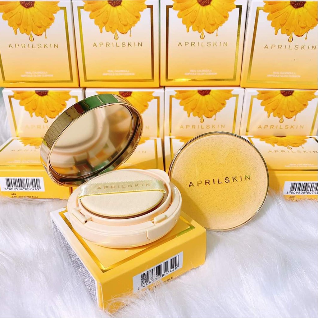 [DATE 1/11/2022] Phấn Nước April Skin Real Calendula Ampoule Glow Cushion SPF50+PA++++ Tone 23