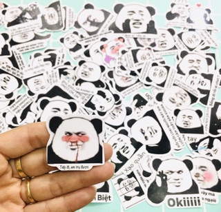 70 Sticker gấu trúc meme ép lụa bóc dán