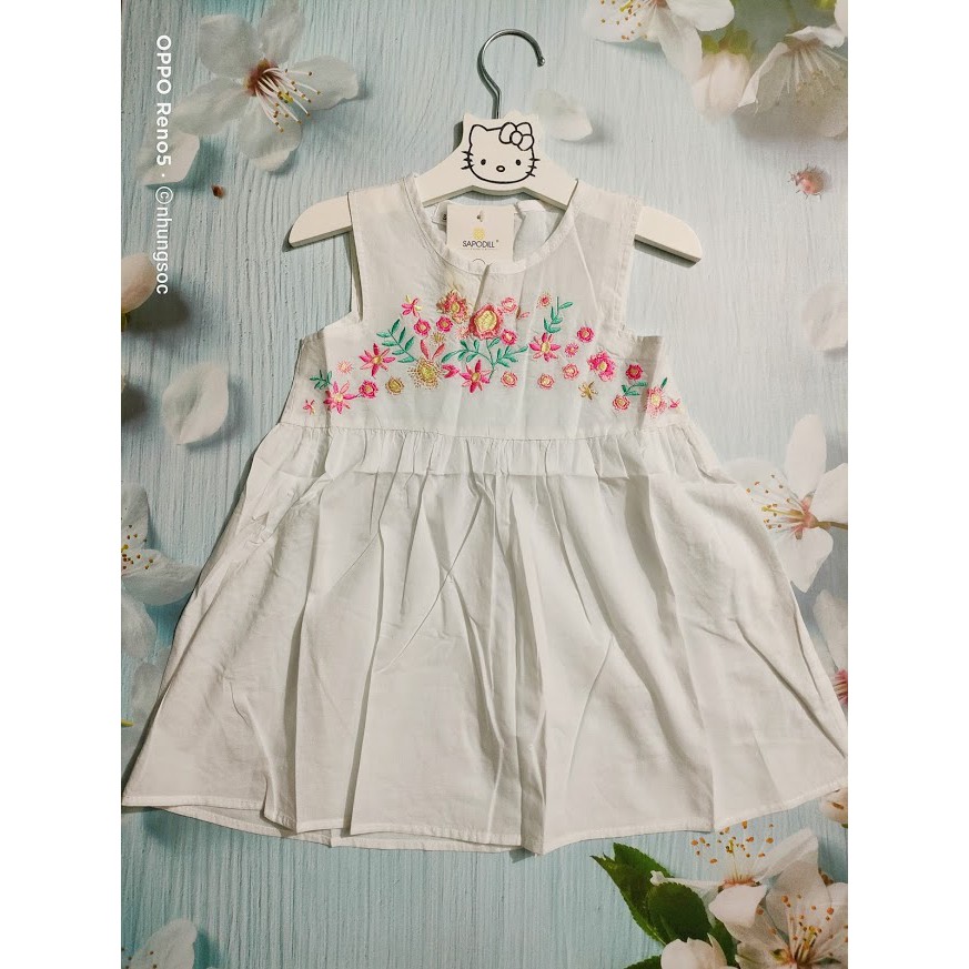 Váy thô mềm Sapodill dáng babydoll thêu chân váy cực xinh