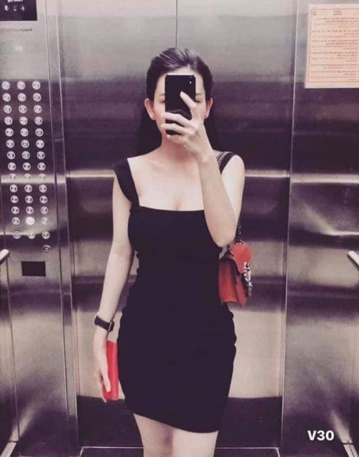 Váy ôm body 2 dây bản to dáng ngắn