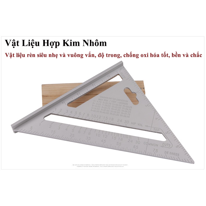 Thước Tam Giác ABG Kết Hợp Dụng Cụ Đo Góc Chính Xác Góc Vuông Hợp Kim Nhôm Kích Thước 7 inch Chống Mài Mòn Cao Cấp