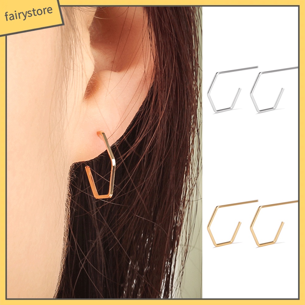 Đôi khuyên tai bằng hợp kim kiểu hình học độc đáo thời trang cho nữ
