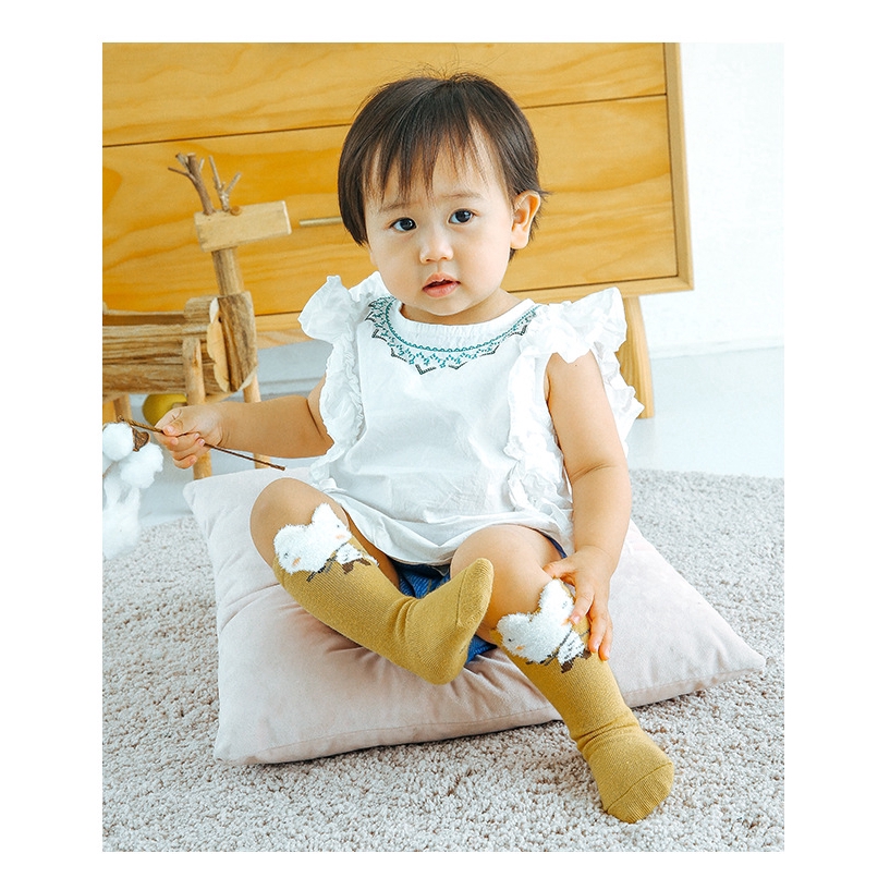 Set 3 Đôi Vớ Cotton Dài Hình Động Vật Dễ Thương Cho Bé