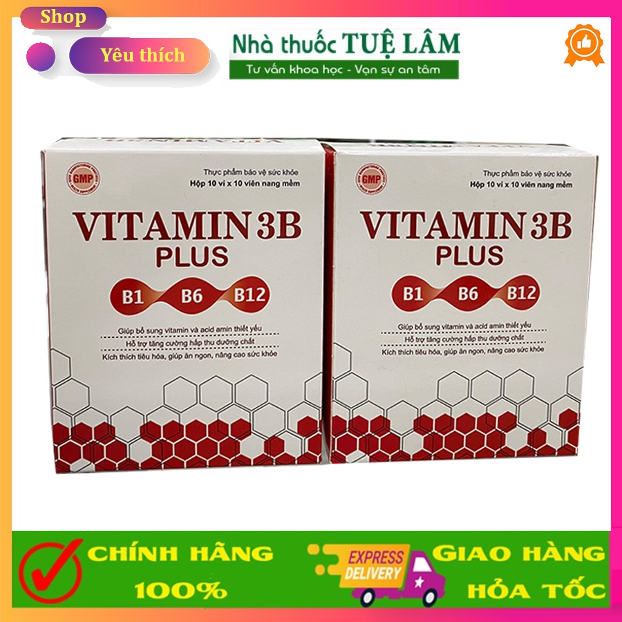 Vitamin 3B plus hộp 100 viên giúp bổ sung vitamin B1, B6 và B12