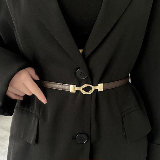 Thắt Lưng Da Pu Thiết Kế Khóa Kim Loại Sang Trọng Thời Trang Cho Nữ