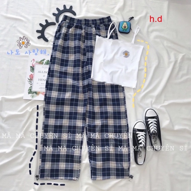 Sét áo hoa cúc + quần kẻ HĐ12