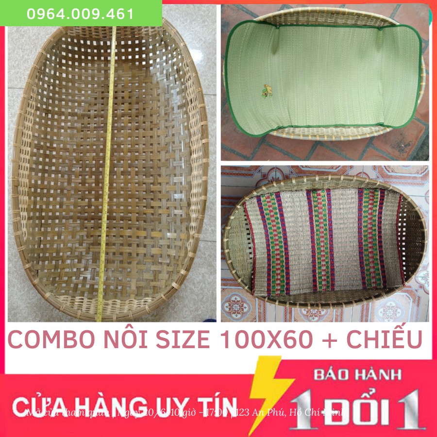 Nôi Tre Đặt Nằm Võng Cho Bé Size 100x60 Kèm Bọc Nệm Lót Nôi Tre