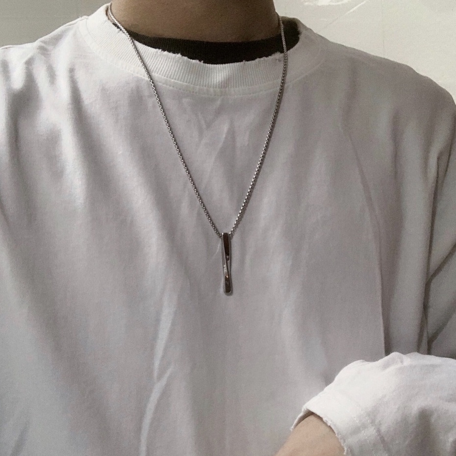 Dây Chuyền Nam Nữ SAZ Mặt Dây Xoắn Độc Đáo Basic Màu Bạc Vòng Cổ Unisex Đơn Giản Đẹp Chất Titan Chống Gỉ  - Vein Brick