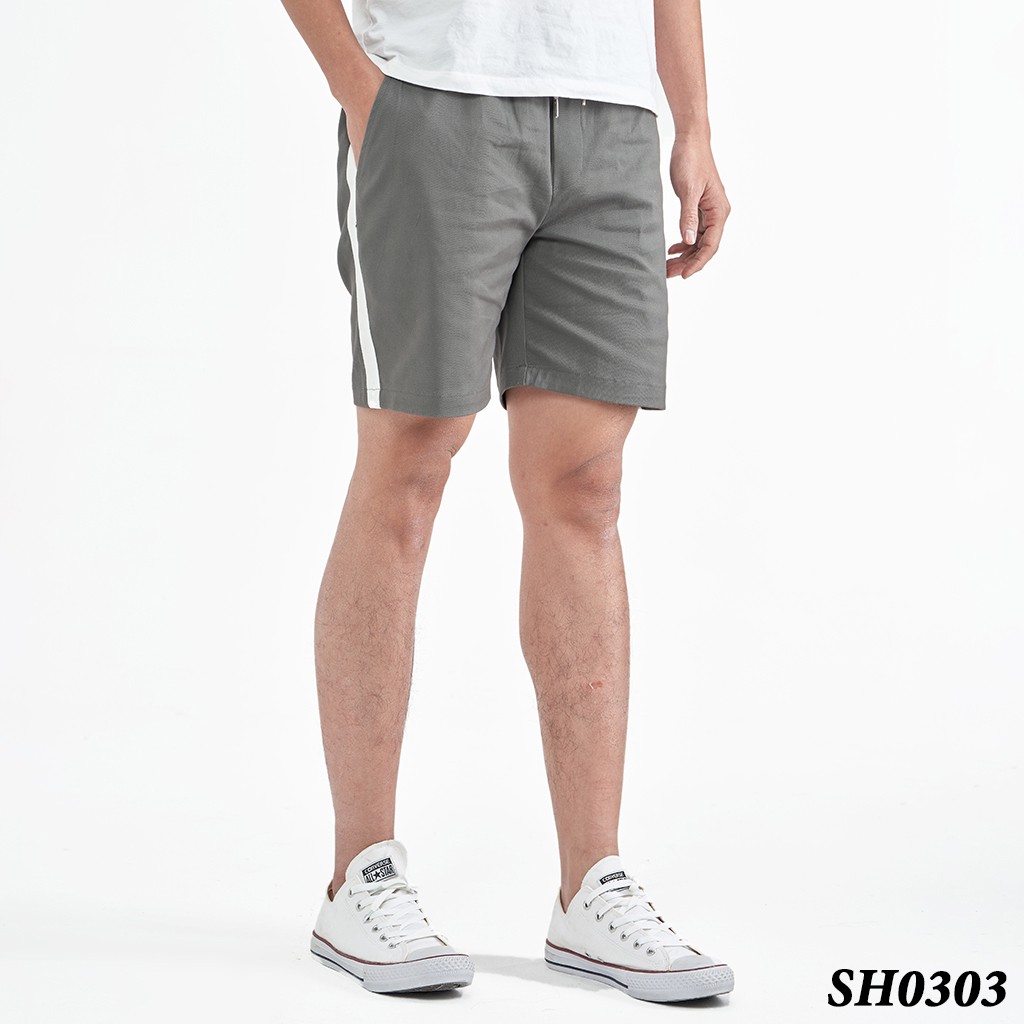 Quần Short Nam ROUGH Phối Kẻ Trắng Hàn Quốc, Chất Kaki Co Giãn | BigBuy360 - bigbuy360.vn
