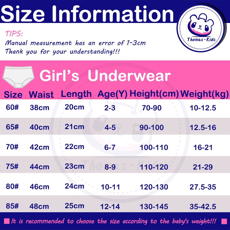 Set 5 Quần Lót Cotton In Hình Kỳ Lân Dễ Thương Cho Bé Gái 2-14 Tuổi