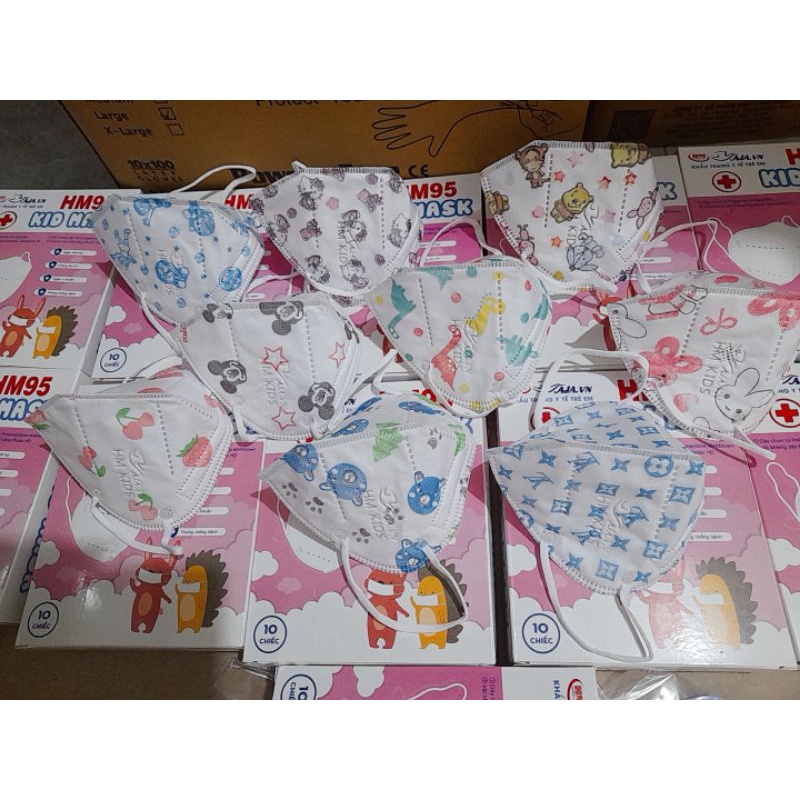 Khẩu Trang Y Tế Trẻ Em N95  HM95  Mẫu Cho Bé Trai, Bé Gái Từ 2-10 Tuổi, Khẩu Trang Hoạ Tiết Ngỗ Nghĩnh