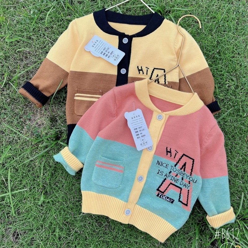Áo len cardigan Quảng Châu dài tay mềm mịn cho bé trai/gái, chất len siêu mịn không xù không bai nhão