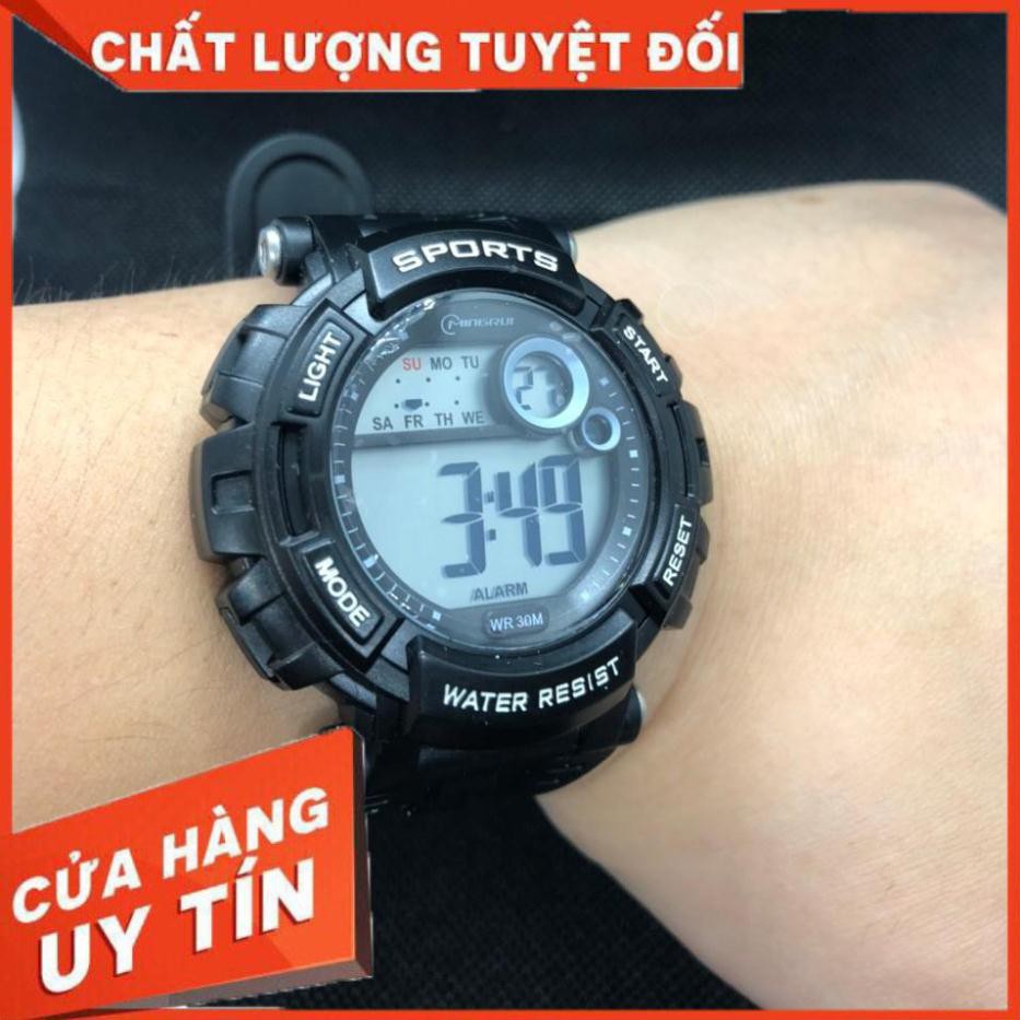 FREESHIP -  Đồng Hồ Thể Thao Nam Nữ Học Sinh Mingrui Chính Hãng Màu Đen Mặt Tròn 38mm Dây Cao Su Chống Va Đập Chống Nước | BigBuy360 - bigbuy360.vn