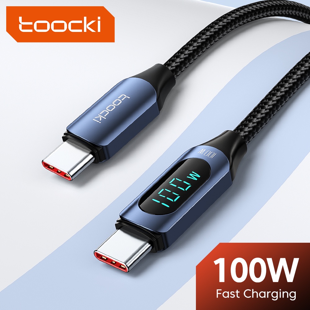 Cáp sạc nhanh Toocki 100W QC4.0 PD USB Type C sang Type C tích hợp màn hình kỹ thuật số tiện dụng