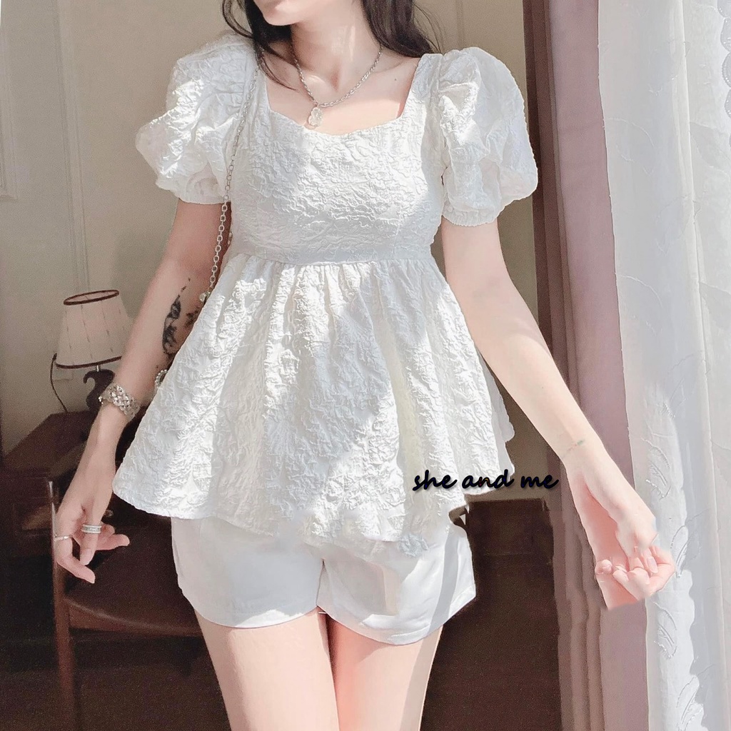 (Hàng Có Sẵn)Sét Áo Babydoll Đũi Xốp Kèm Quần Short Thắt Dây Sau Lưng Siêu Xinh (Ảnh thật tự chụp) | WebRaoVat - webraovat.net.vn