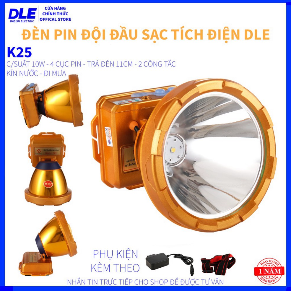 [ HÀNG THÁI ] ĐÈN PIN ĐỘI ĐẦU K25 - 4 CỤC PIN - TRÁ ĐÈN 11 CM - 3 CHẾ ĐỘ SÁNG - BÓNG LED 10W - CHIẾU XA 1000 MÉT