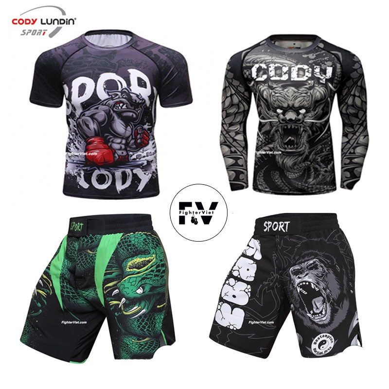 ✒☞♛Bộ quần áo MMA, Muay Thái, Jiu-Jitsu - thun lạnh co dãn 4 chiều Cody Lundin Sport