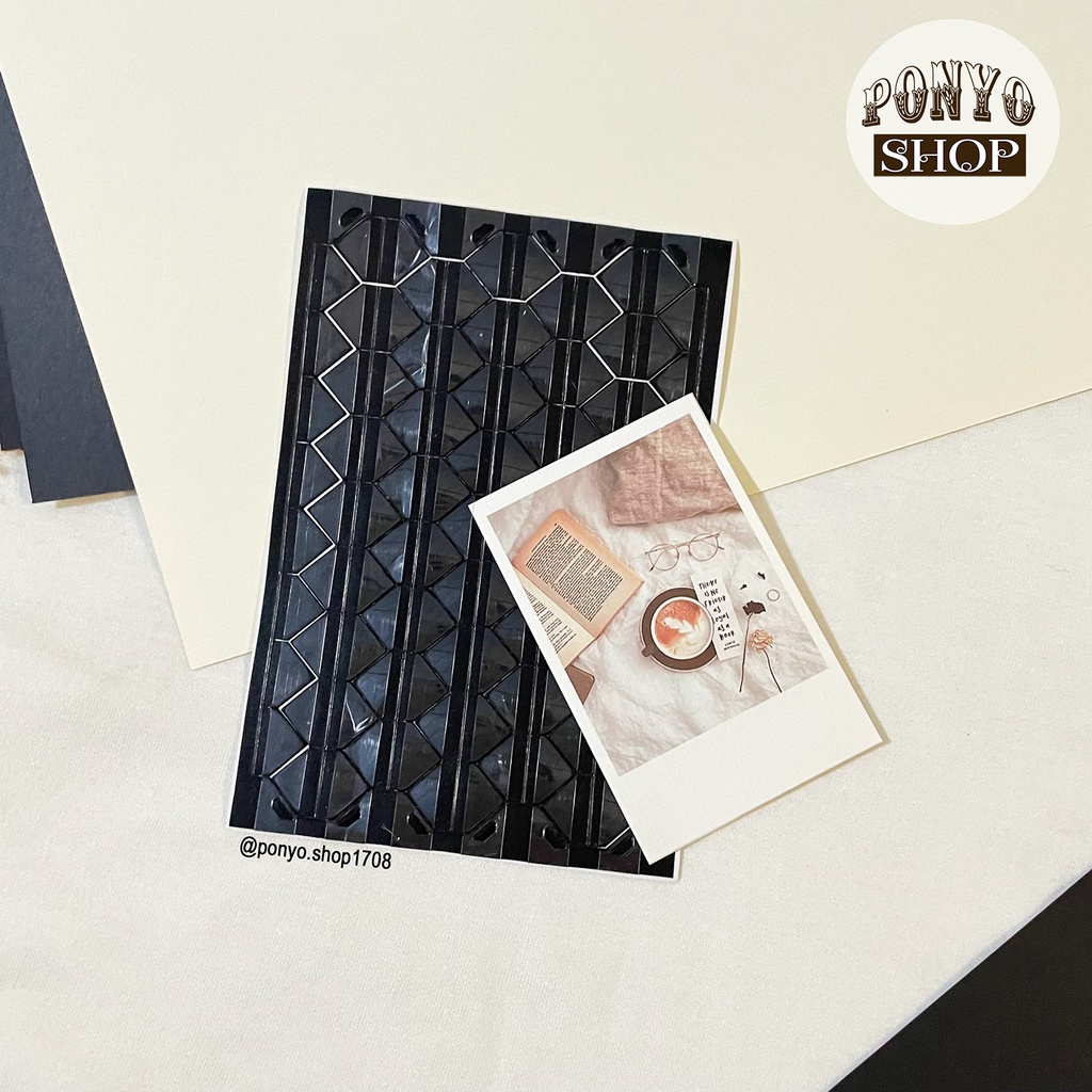 Sticker góc ảnh trong suốt nền đen trang trí Scrapbook/album ảnh