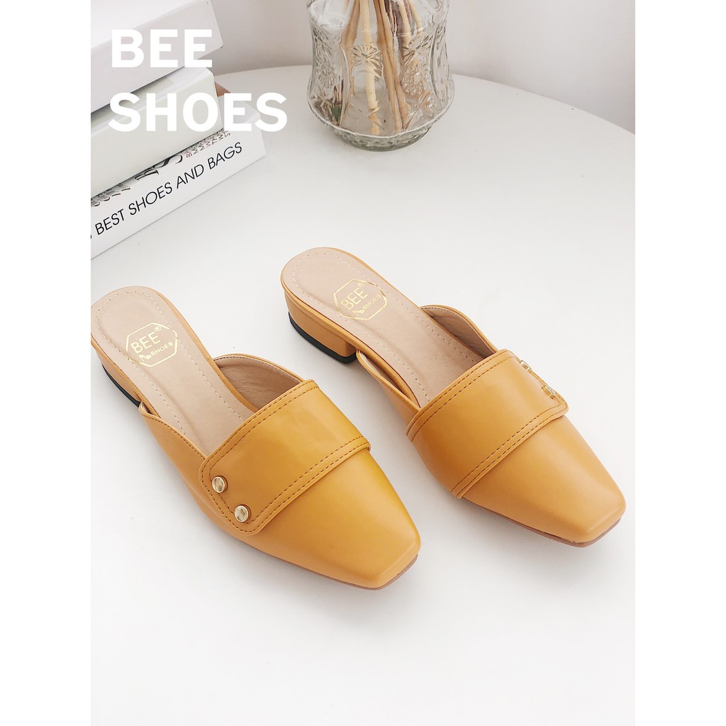 BEESHOES - GIÀY SỤC NỮ MŨI VUÔNG QUAI NGANG TO - GIÀY SỤC NỮ ĐẾ VUÔNG CAO 2 PHÂN SẴN MÀU ĐEN - NÂU - BE - TRẮNG