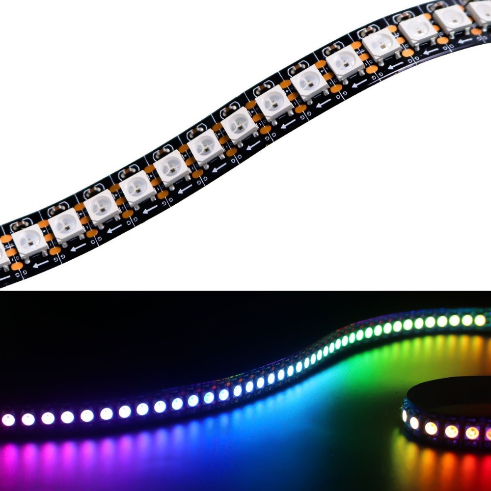 Dây Đèn Led DC5V 1m 144leds / m WS2812B WS2812 RGB Chống Thấm Nước IP30 IP67 Kèm 21 Nút Điều Khiển Từ Xa