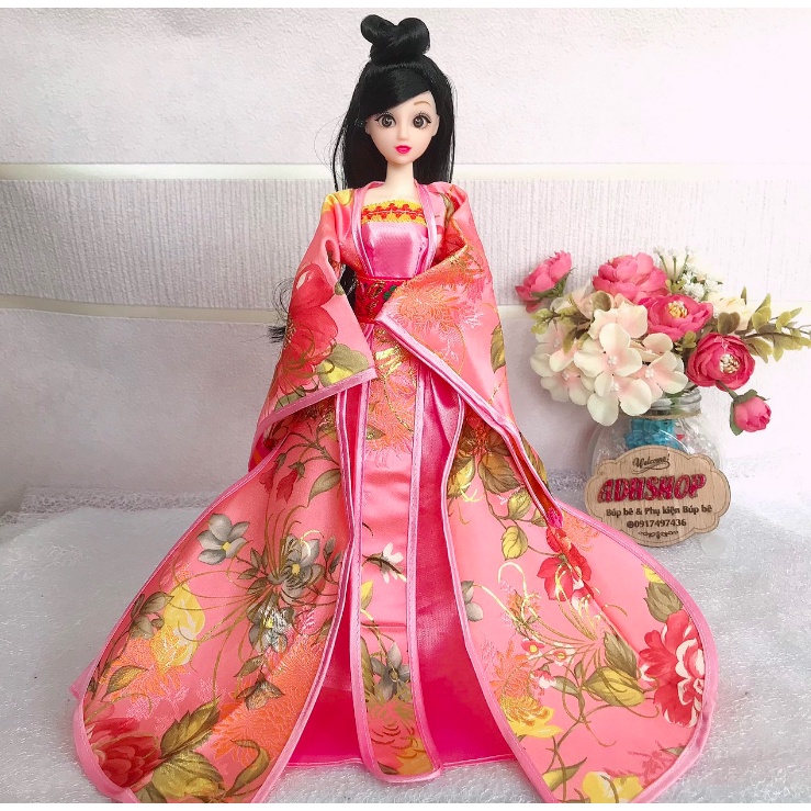 Búp bê cổ trang cao 30cm tóc tết đen dài