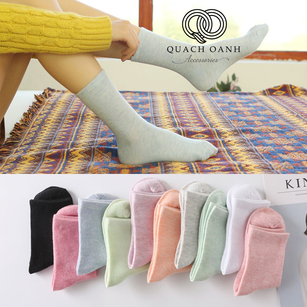 Combo Tất vớ trơn cổ cao nhiều màu kiểu dáng trẻ trung - TT20