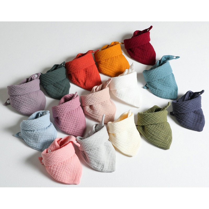 Bộ 5 Yếm Ăn Cotton Mềm Mại Hình Tam Giác Nút Bấm Có Thể Điều Chỉnh Cho Bé