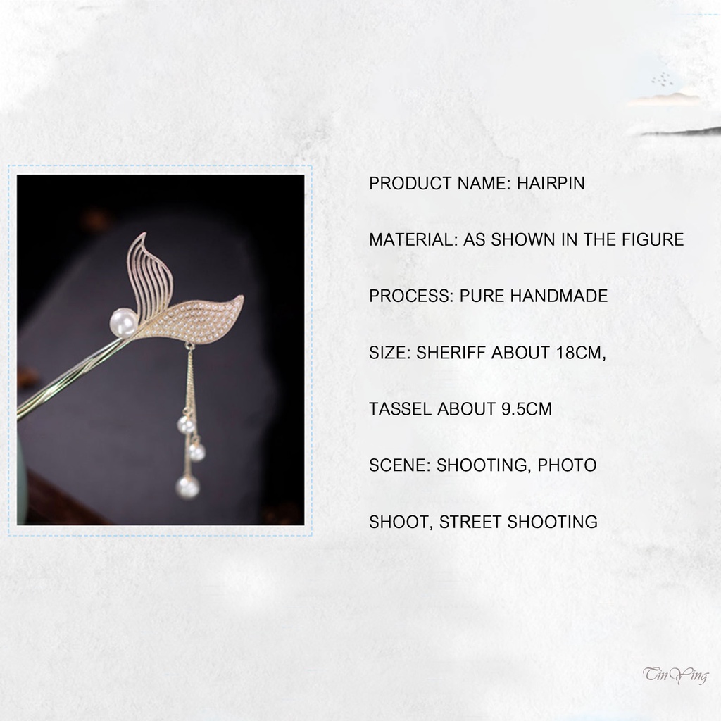 GETNOIVAS Trâm Cài Tóc Đuôi Cá Đính Ngọc Trai Phong Cách Retro Cho Nữ