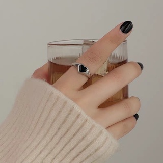 Nhẫn Bạc Trái Tim Màu Đen Dày Dặn Bạc Ý 925, Nhẫn Bạc Tim Unisex Trái Tim Đen Blackmeo