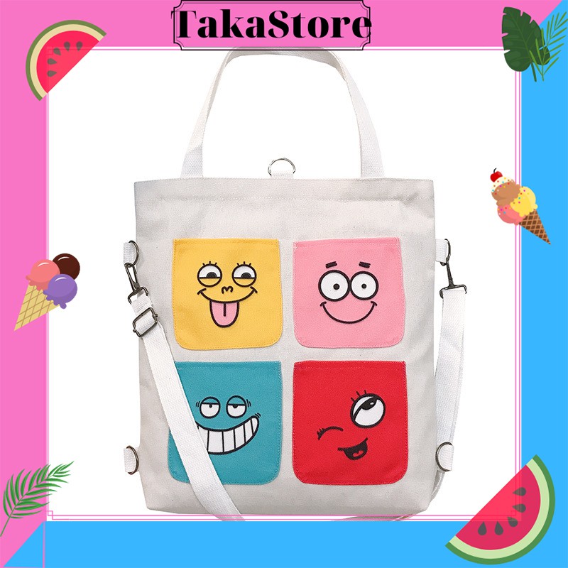 Túi vải tote  canvas đeo chéo NHẬT BẢN giá rẻ vải canvas mềm trơn đẹp đi học 4 MÀU TV42
