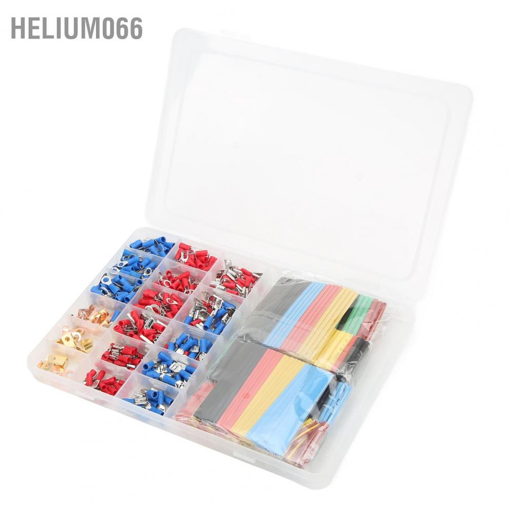 Helium066 350pcs Cold Pressing Electrical Connectors Insulated Wire Crimp Terminals with 328pcs Heat Shrink Tubing for Electronics