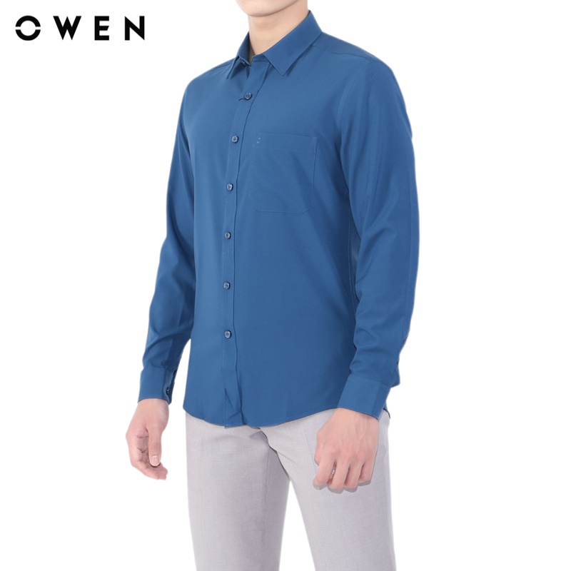 Áo sơ mi dài tay nam Owen Nano Regular Fit Xanh - AR22304DT