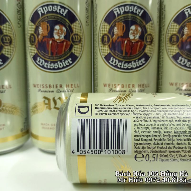 [Hỏa tốc] Bia Apoftel 5,3% Weissbier Hell thùng 24 lon 500ml