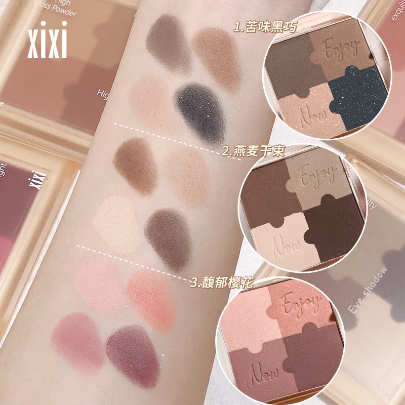 Bảng Phấn Mắt XIXI 4 Màu Tông Lì Và Nhũ Chống Nước Lâu Trôi