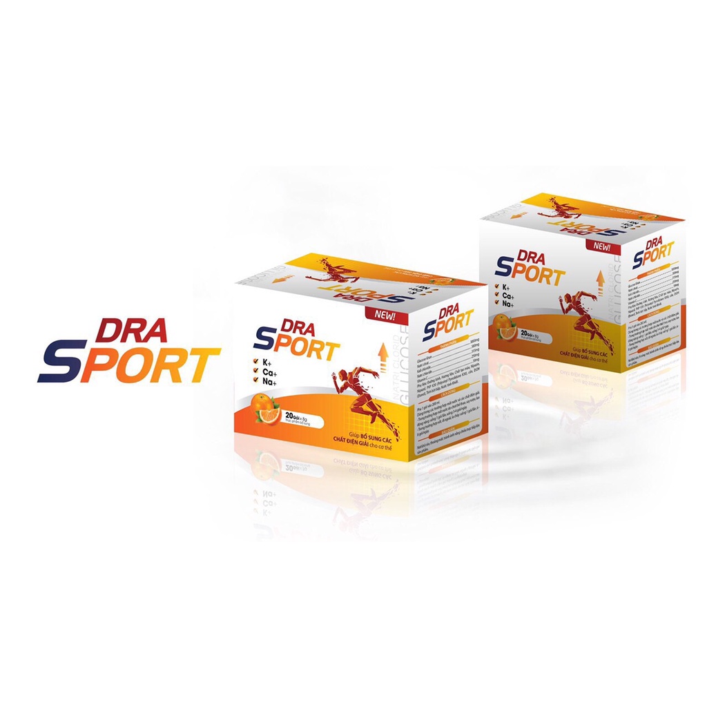 Oresol cam chanh leo Dra Sport bù nước điện giải cho cơ thể mất nước đi ngoài chơi thể thao hộp 20 gói