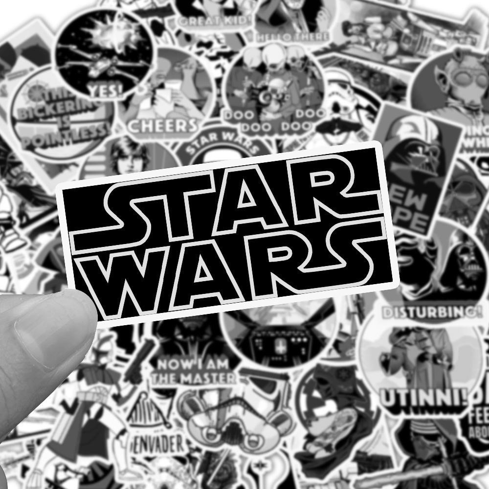 Bộ 50 Miếng Dán Chống Thấm Nước Hình Star Wars Trang Trí Ván Trượt / Laptop / Xe Hơi