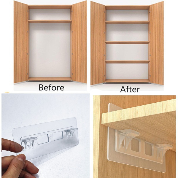Set 2/4 Kẹp Cố Định Kệ Tủ Không Cần Khoan Tiện Dụng