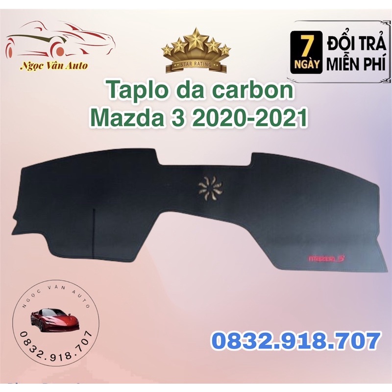 Thảm Taplo Da Mazda 3 2015- 2019, 2020-2021 Da Carbon cao cấp