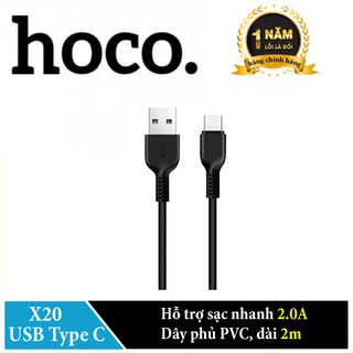 Cáp sạc USB Type - C Hoco X20 sạc nhanh 2.0A dài 2m - Hãng phân phối chính thức