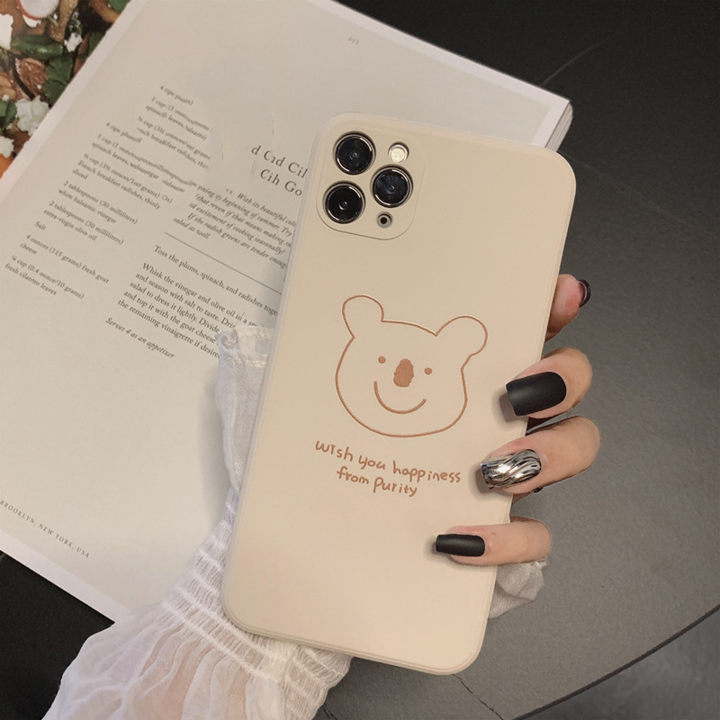 Ốp điện thoại trang trí gấu hoạt hình đáng yêu thời trang cho IPHONE 11 PRO X XR XS MAX 8 7 PLUS SE 2020