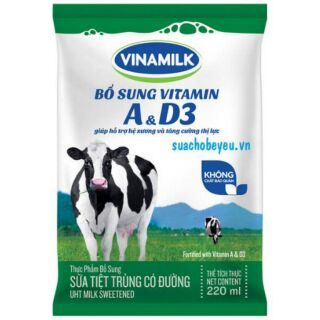 10 bịch Sữa tươi tiệt trùng có đường 220ml
