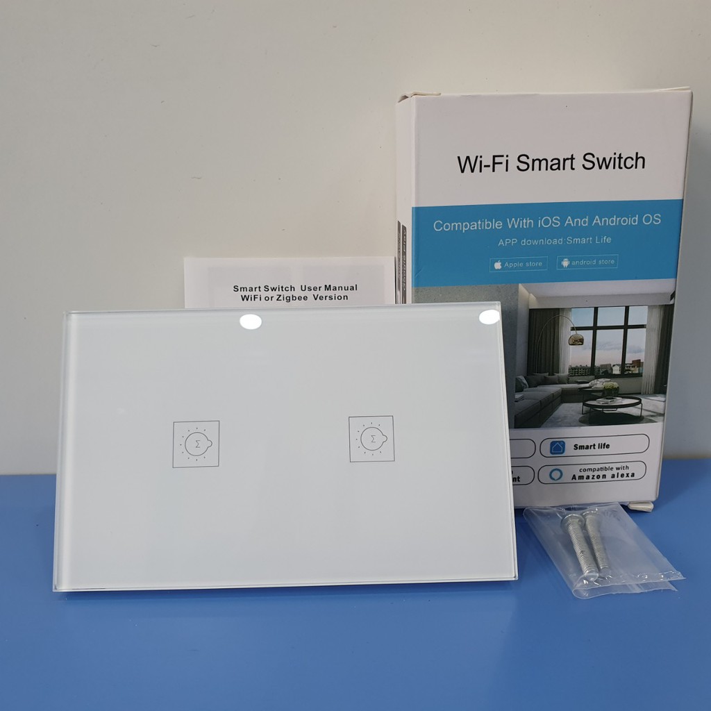 🚨 Công Tắc Tuya Smart Home Cảm Ứng Thông Minh Chuẩn Kết Nối Zigbee 2 Nút Đen/Trắng (Bảo Hành 2 Năm)