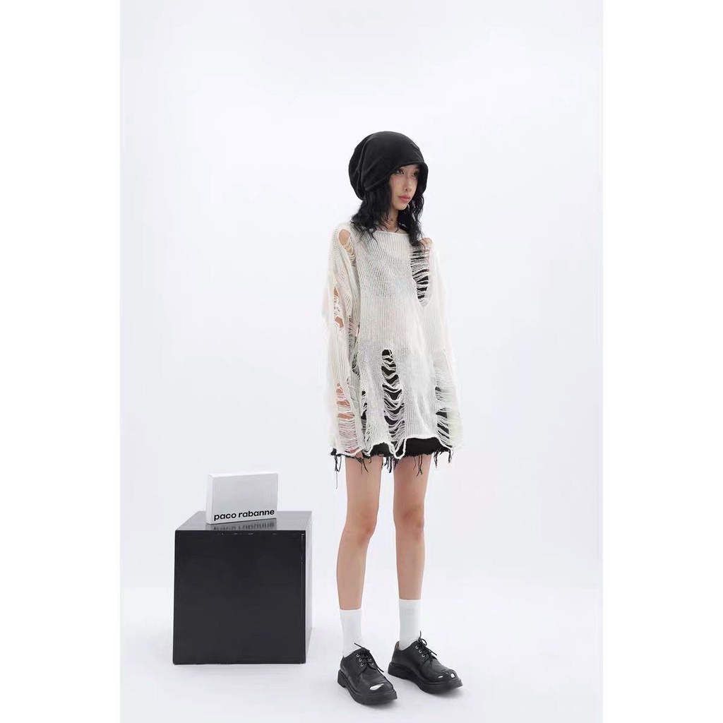 Áo dệt kim tay dài chống chảy xệ phong cách thời trang cá tính mùa hè