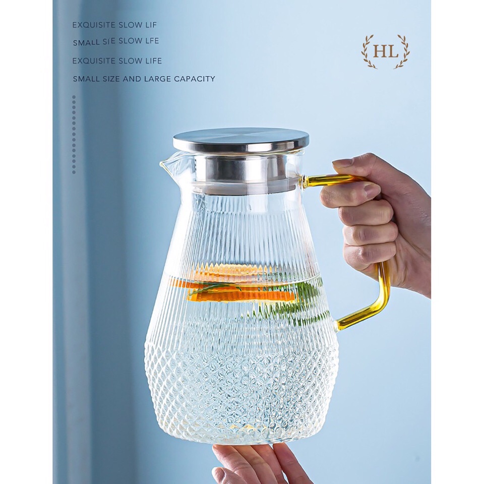 Bình cốc thuỷ tinh phong cách NORDIC vân kim cương-HL